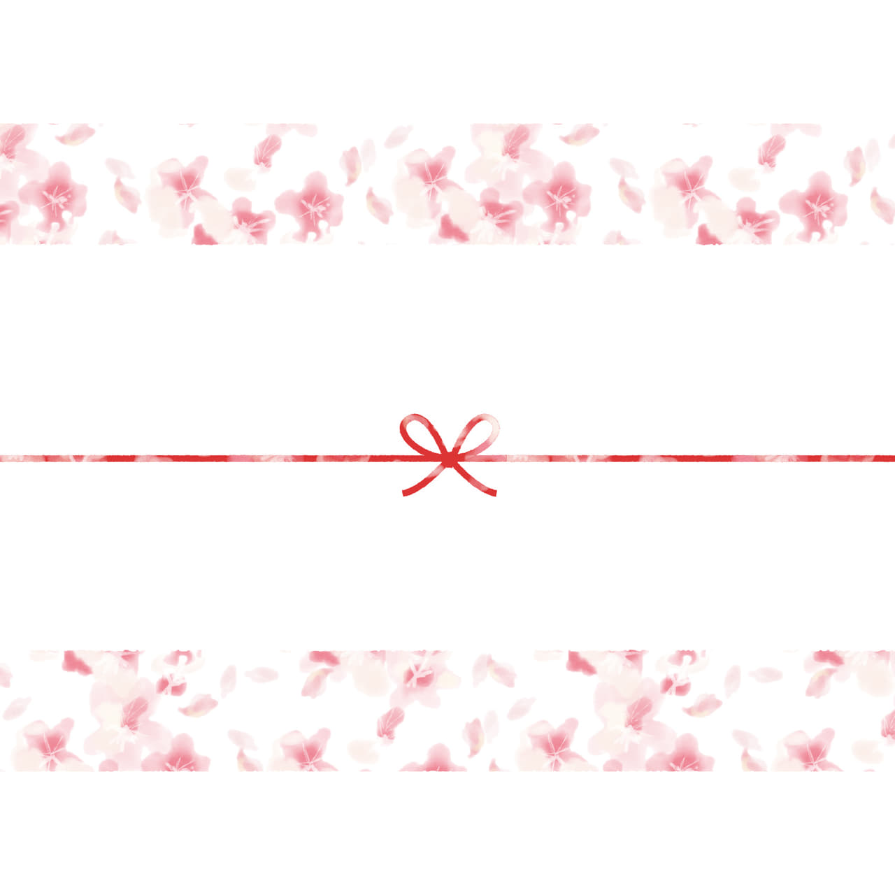 水彩で書いた桜のカジュアルなのし紙（蝶結び）