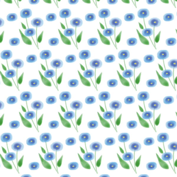 水彩で描いた青い小花のラッピング素材