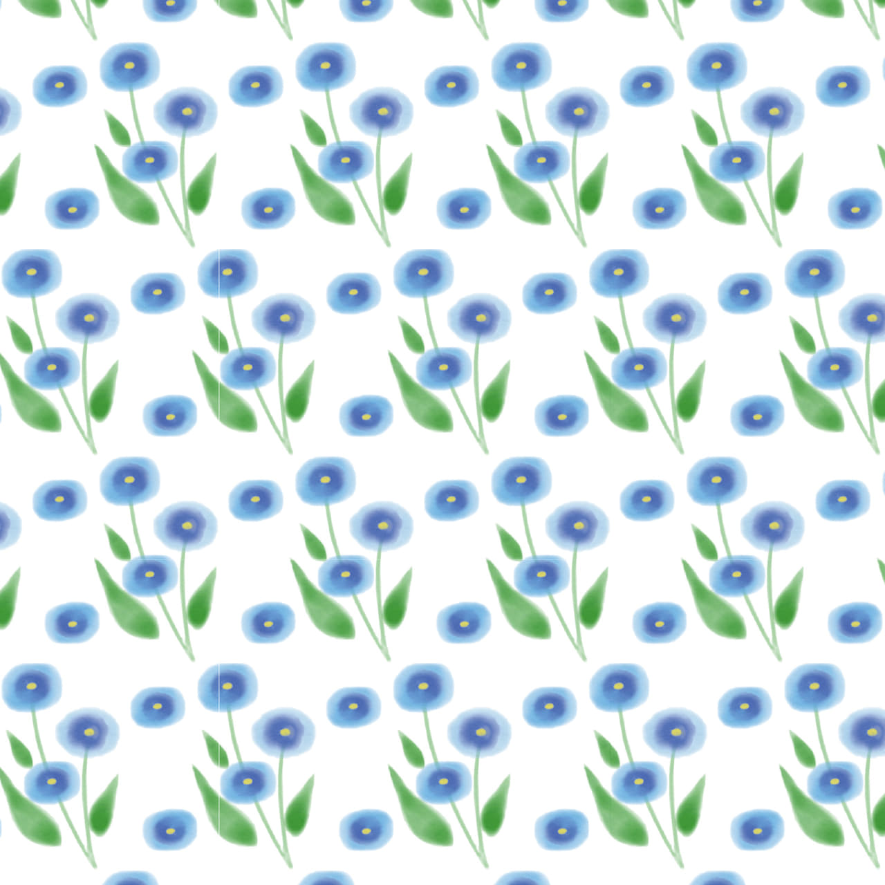 水彩で描いた青い小花のラッピング素材